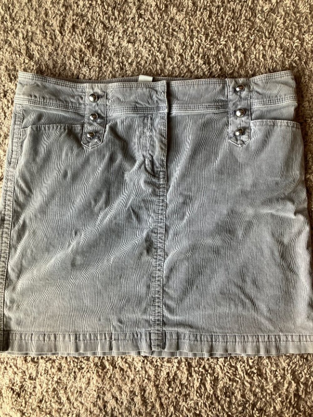 White House Black Market Skirt Gray Corduroy Mini Pockets Y2K Womens 10